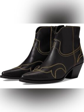 Nwob Coconuts by Matisse Black Ankle Boots with Yellow Contrast Stitching size 8